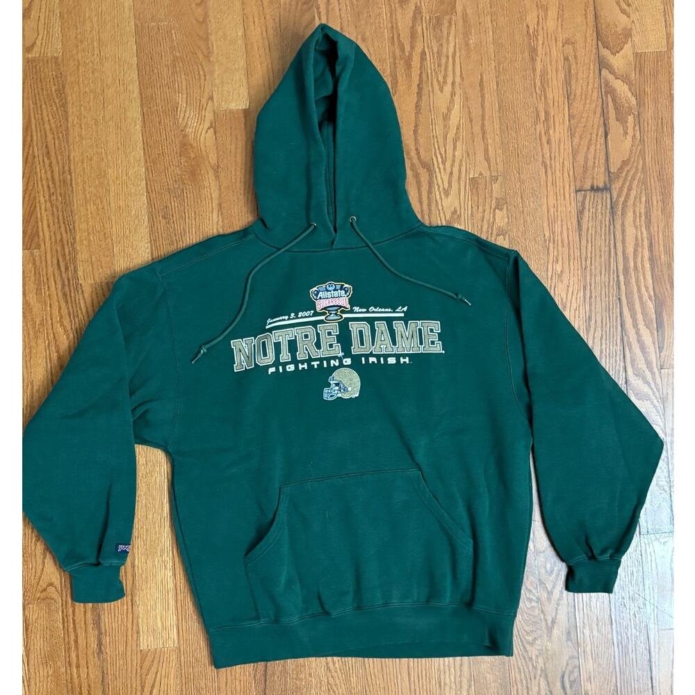 Vintage Norte Dame 2007 Sugar Bowl Jansport Hoodie Sweatshirt Men's Large- EUC‎